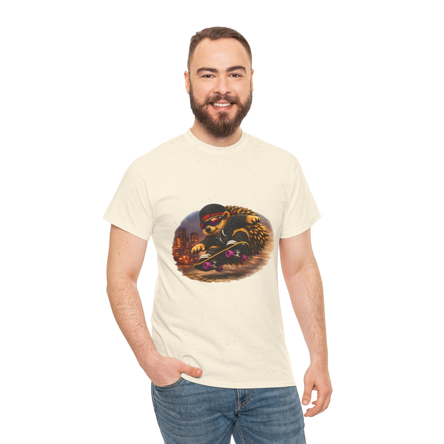City Hedgehog Skateboarding Shirt | Street Style Tee | Vintage City Graphic | Skater Animal T-shirt | Cute Animal Skate Tshirt | Boardin' Hedgehog Collection
