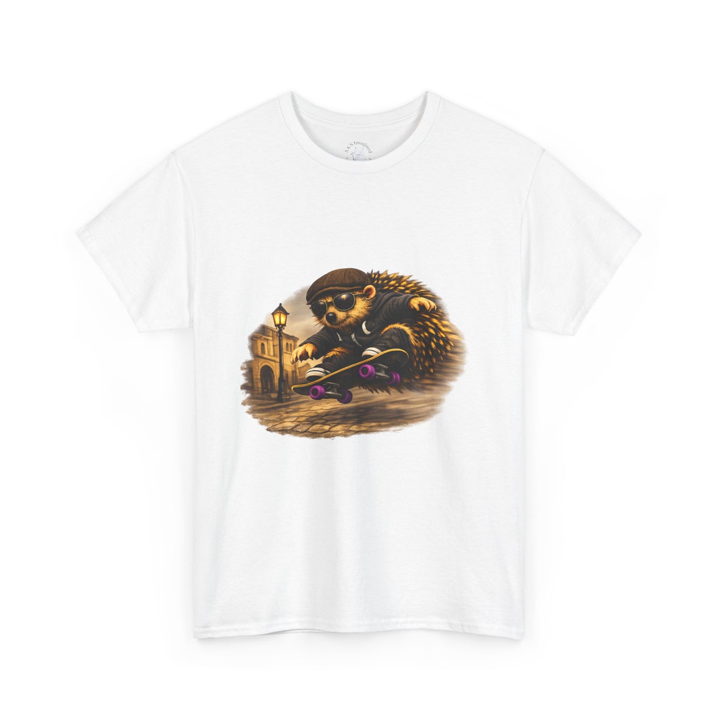 Town Hedgehog Skateboarding Shirt | Street Style Tee | Vintage Town Graphic | Skater Animal T-shirt | Cute Animal Skate Tshirt | Boardin' Hedgehog Collection