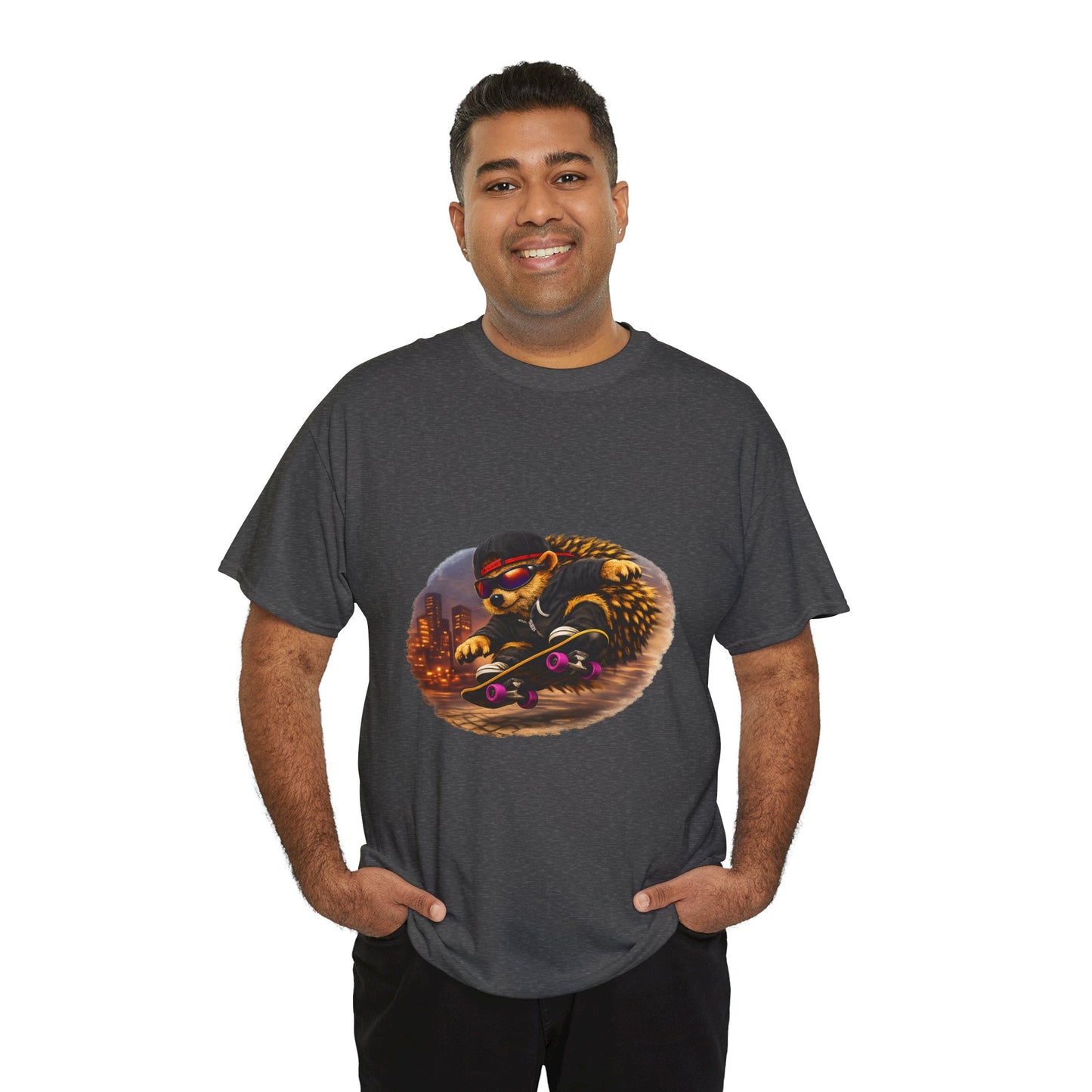 City Hedgehog Skateboarding Shirt | Street Style Tee | Vintage City Graphic | Skater Animal T-shirt | Cute Animal Skate Tshirt | Boardin' Hedgehog Collection