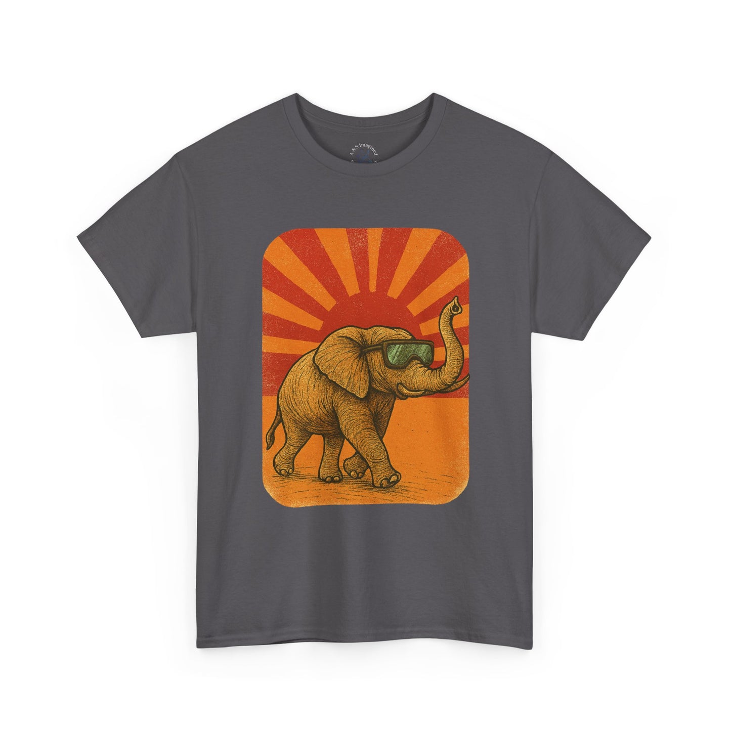 Elephant Sunset Rays Tee | Vintage Retro Animal Shirt | Summer Vibes Graphic T-Shirt | Warm Sunburst Elephant TShirt | Unisex Nature Shirt