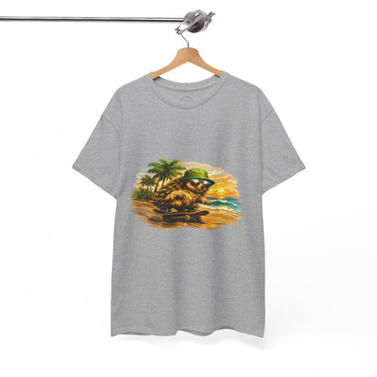 Sunset Beach Hedgehog Skateboarding Shirt | Tropical Style Tee | Vintage Beach Graphic | Skater Animal T-shirt | Cute Summer Skate Tshirt | Island Vibes Outfit | Boardin' Hedgehog Collection