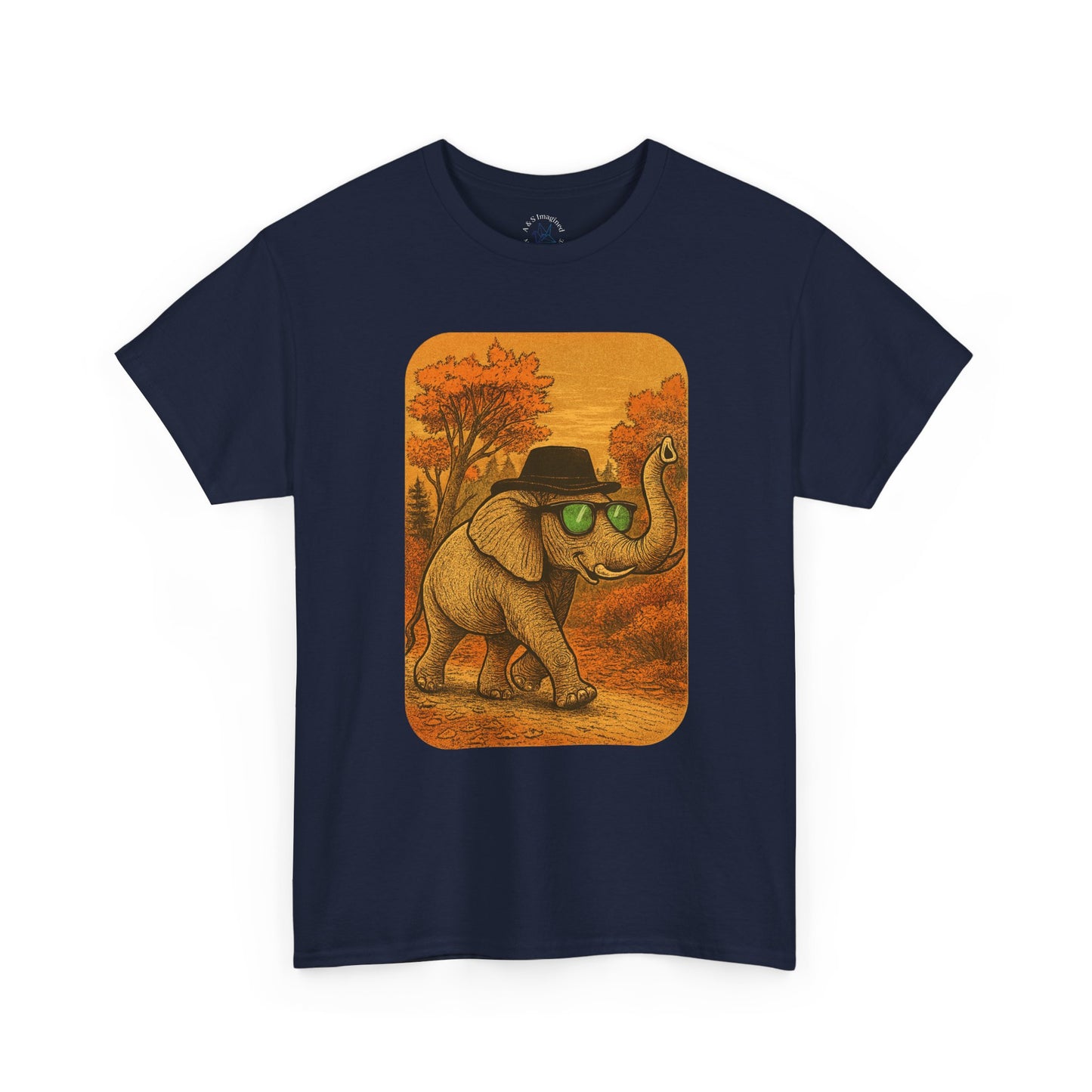 Elephant Autumn Stroll Tee | Vintage Fall Animal Shirt | Retro Nature Elephant Graphic T-Shirt | Cozy Fall Aesthetic TShirt | Unisex Casual Shirt