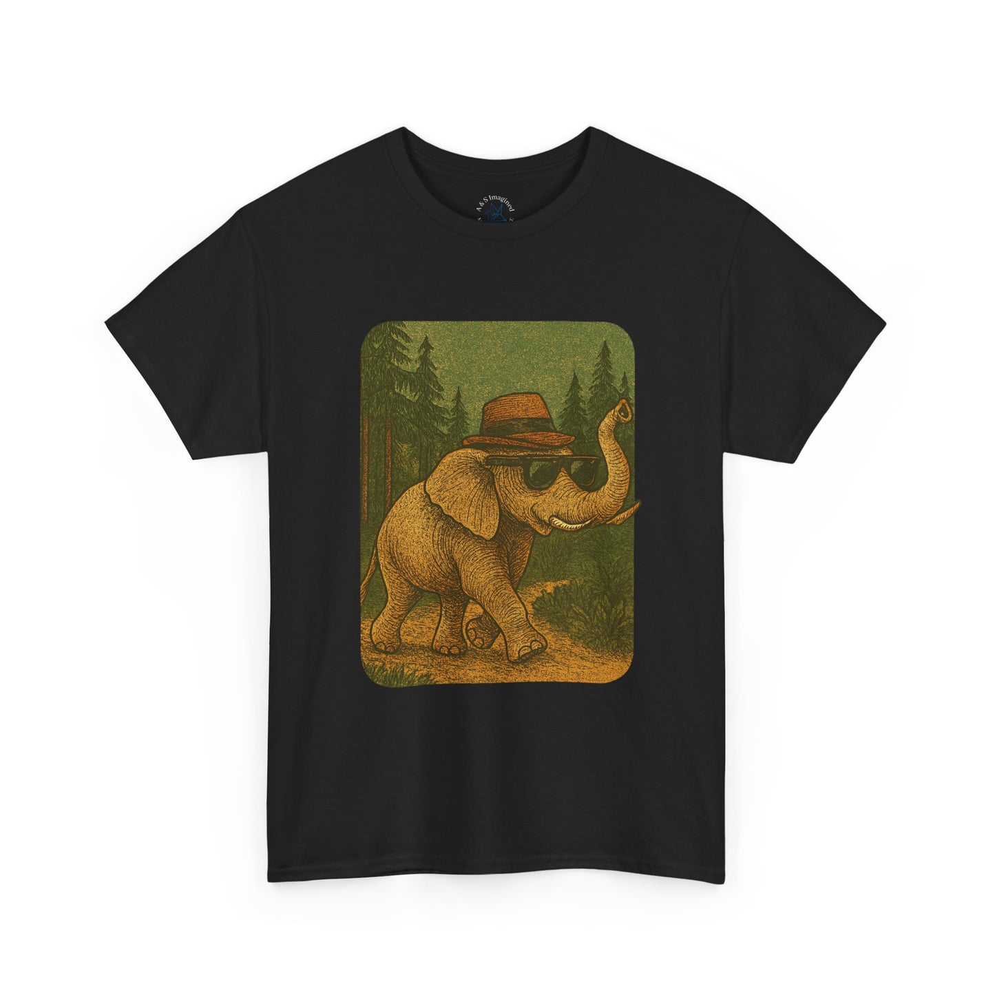 Elephant Forest Wander Tee | Vintage Woodland Animal Shirt | Retro Nature Elephant Graphic T-Shirt | Earthy Aesthetic TShirt | Unisex Casual Camping Shirt