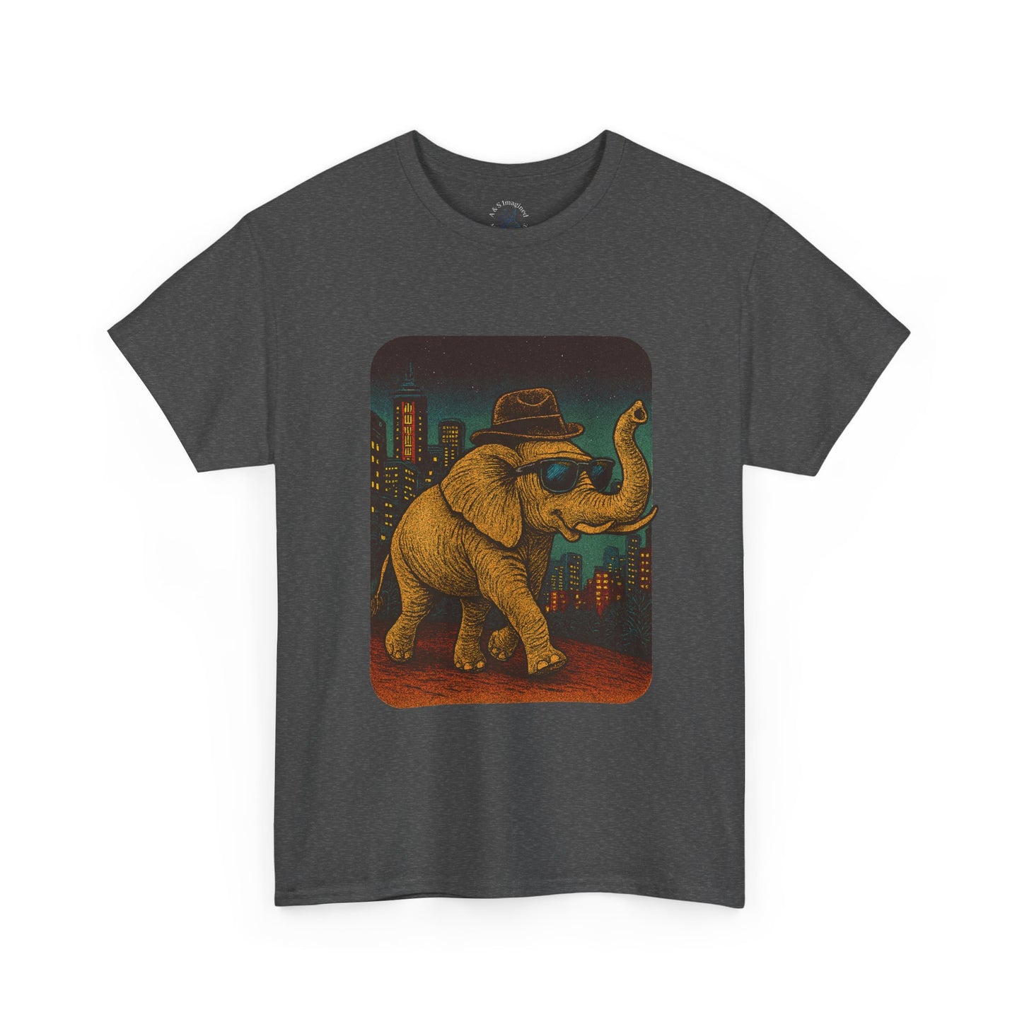 Elephant Downtown Night Tee | Vintage City Animal Shirt | Retro Urban Elephant Graphic T-Shirt | Nightlife Vibes TShirt | Unisex Street Style Shirt