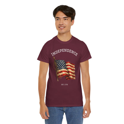 Vintage Independence Flag Shirt | 1776 American Flag Tee | Patriotic Distressed Flag T-Shirt | Retro Fourth of July Outfit | American Graphic Tshirt